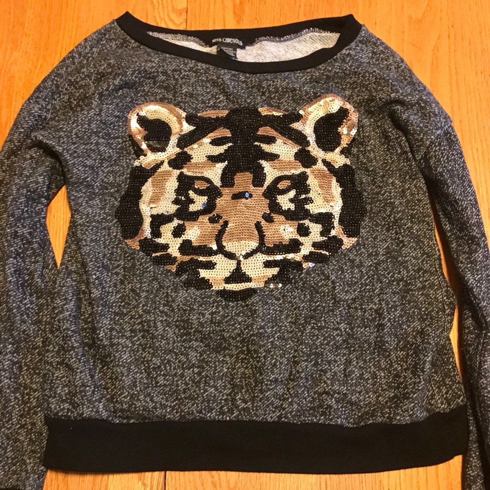 Girls LG sequin leopard sweater